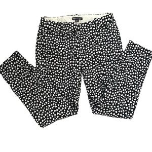 J. Crew Mercantile Womens Pant 00 Black Heart Print Winnie Crop Comfort Stretch